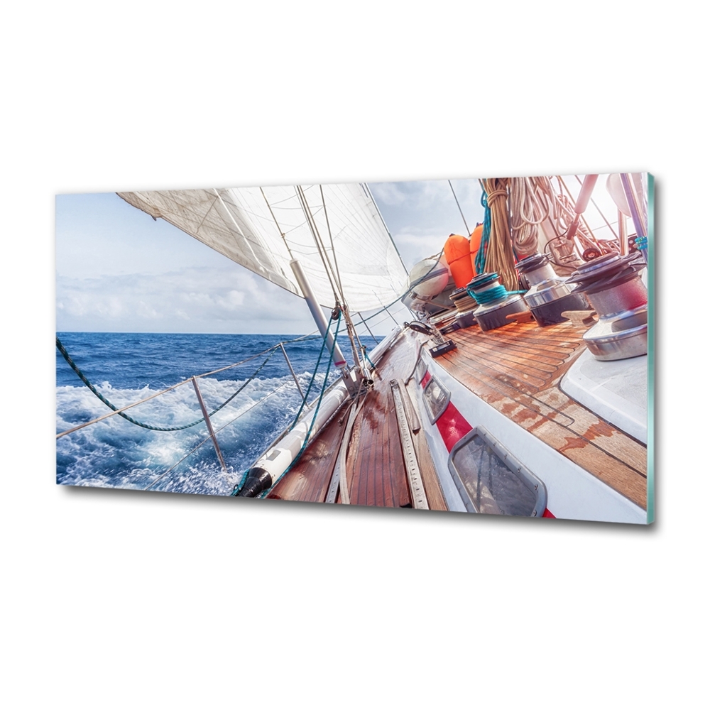 Glass wall art Sailboat at sea