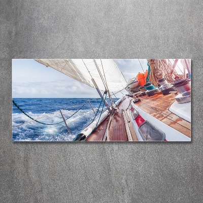 Glass wall art Sailboat at sea