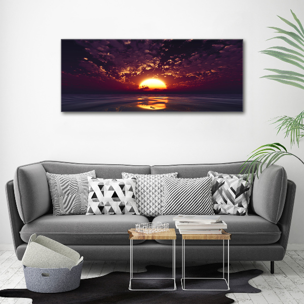 Glass wall art large Sunset