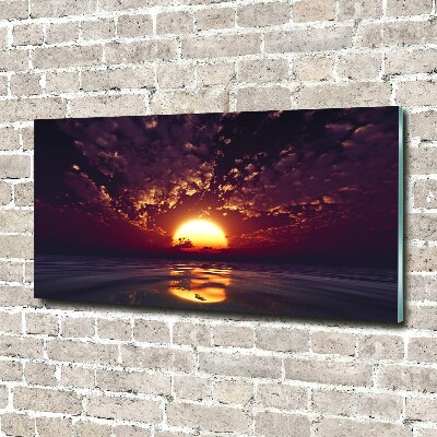 Glass wall art large Sunset