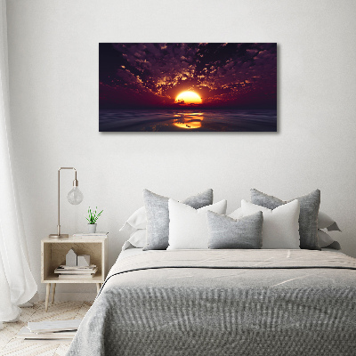 Glass wall art large Sunset