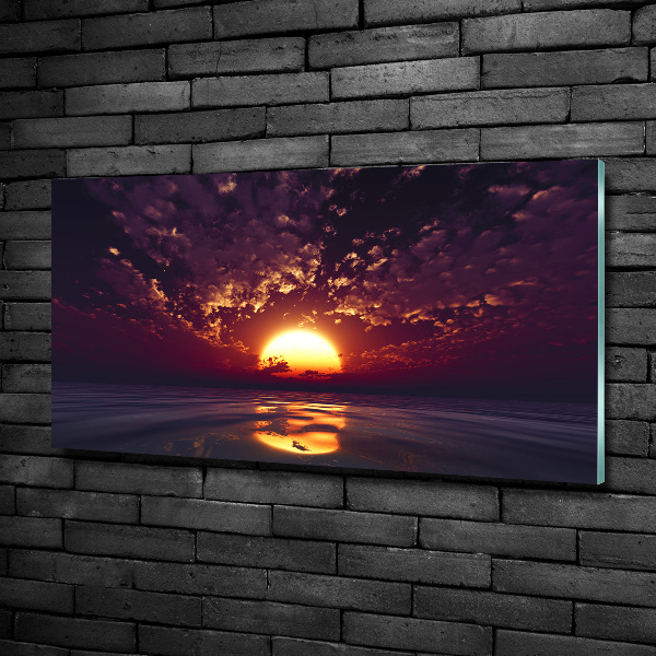 Glass wall art large Sunset