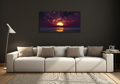 Glass wall art large Sunset