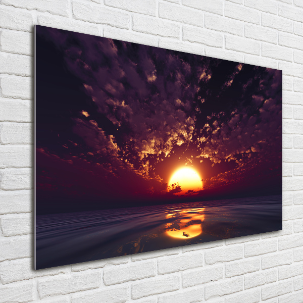 Glass wall art large Sunset