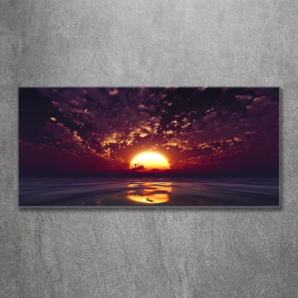 Glass wall art large Sunset