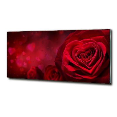 Glass art picture Red heart rose