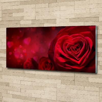 Glass art picture Red heart rose