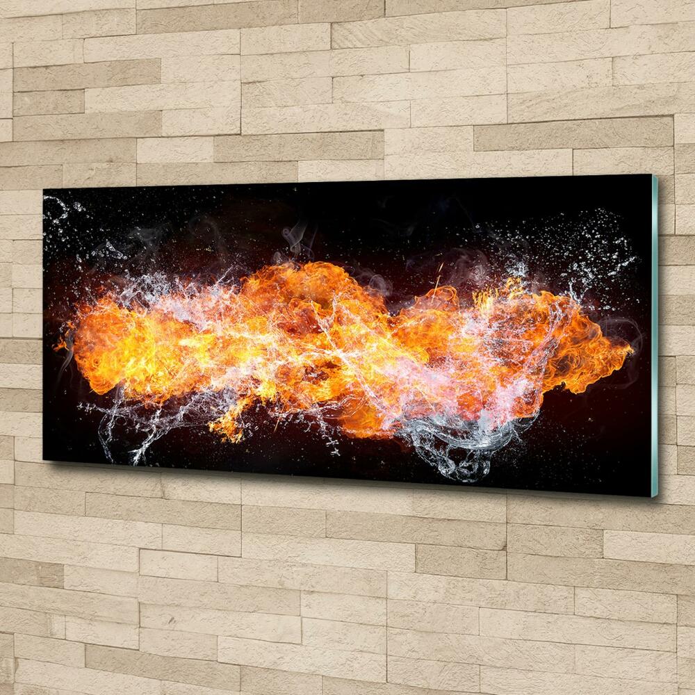 Printed glass wall art Fire versus water