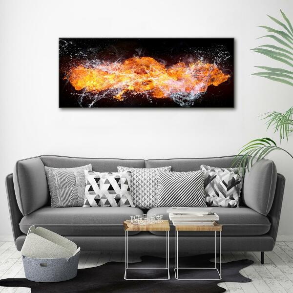 Printed glass wall art Fire versus water