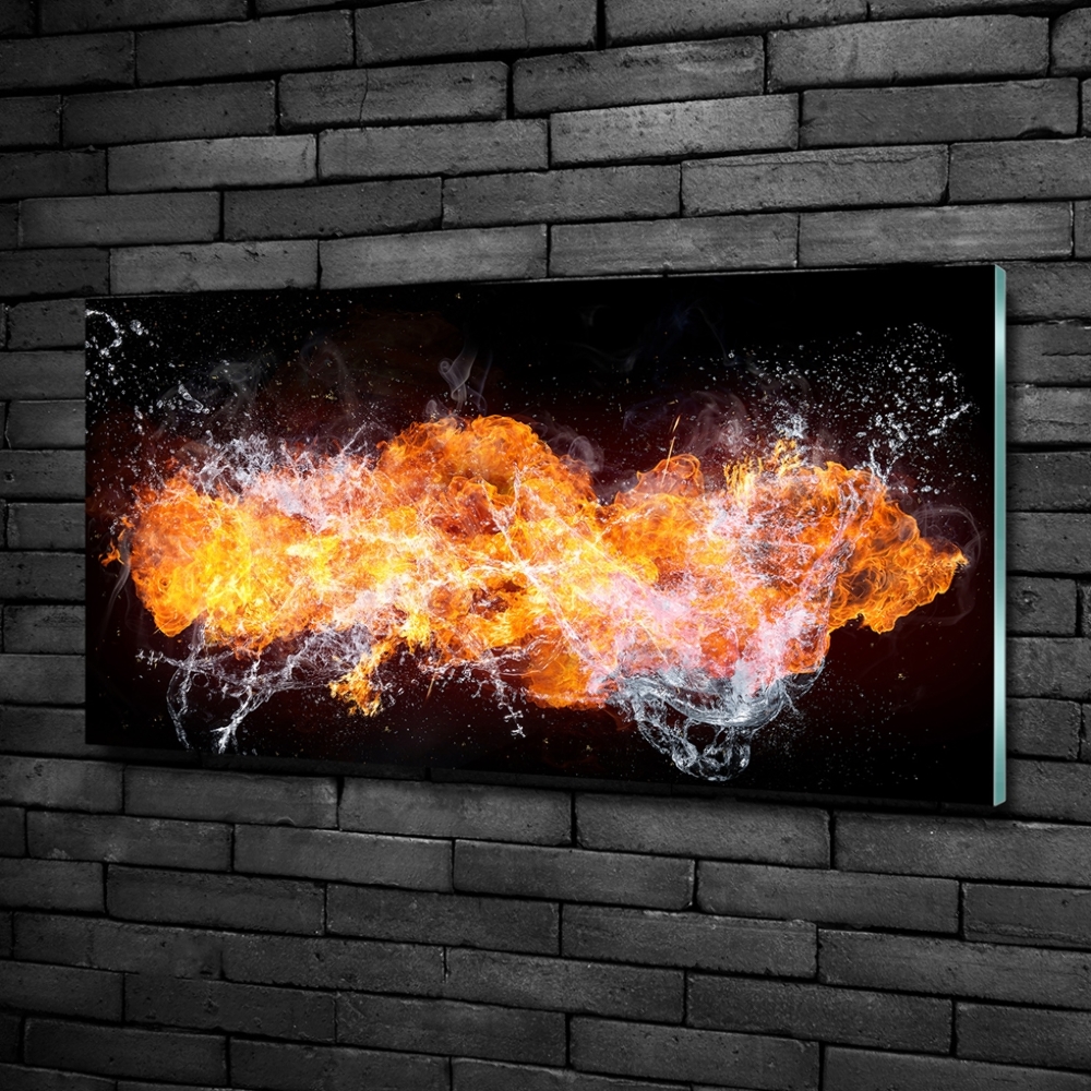 Printed glass wall art Fire versus water