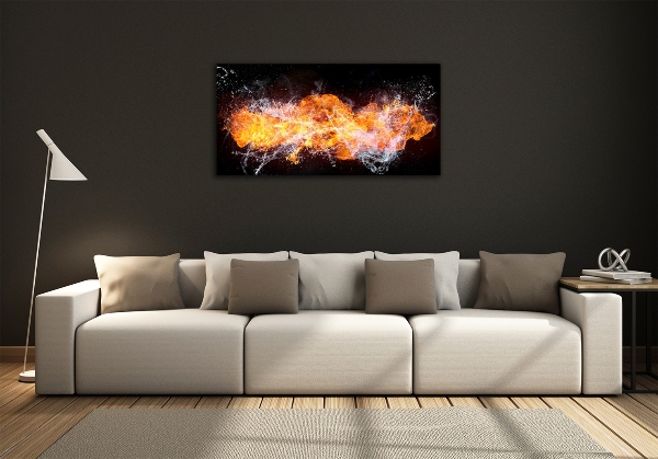 Printed glass wall art Fire versus water