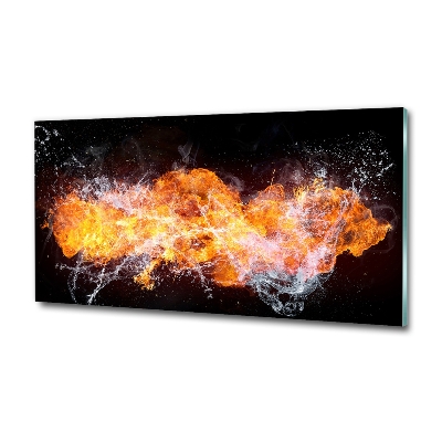 Printed glass wall art Fire versus water