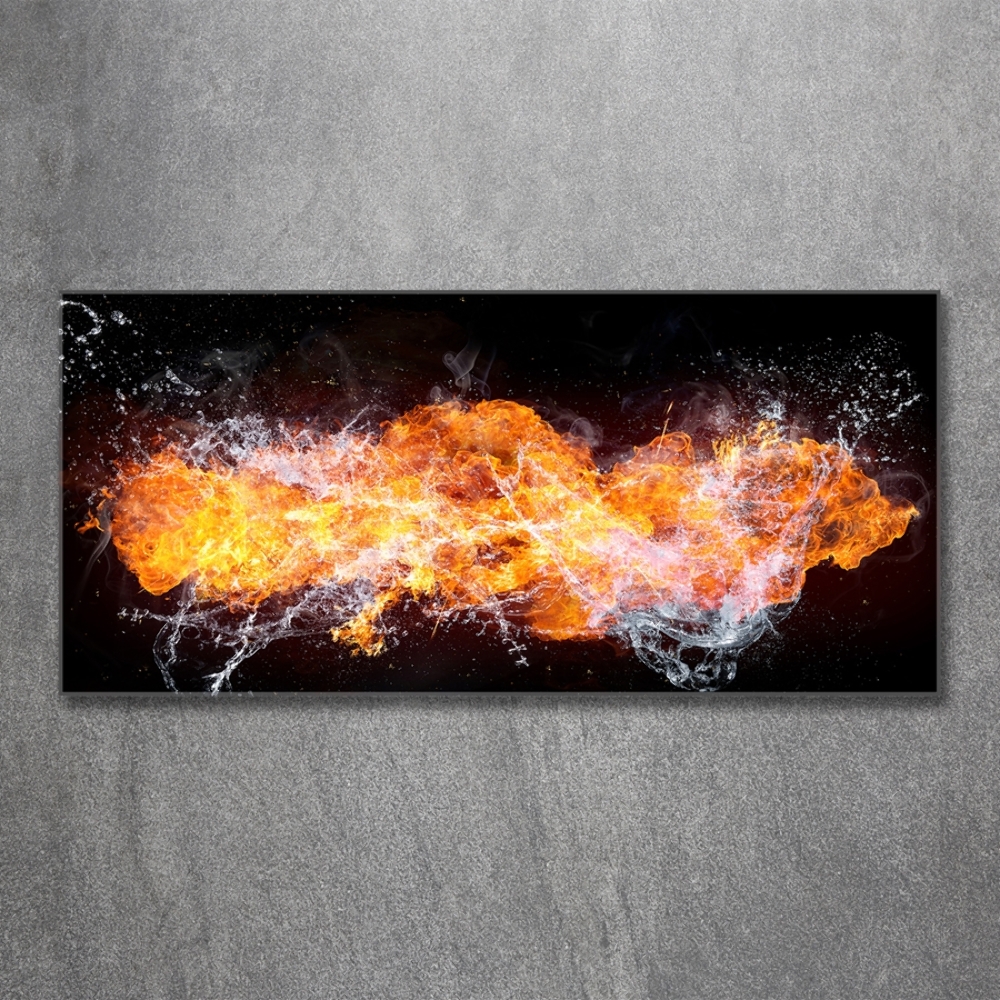 Printed glass wall art Fire versus water