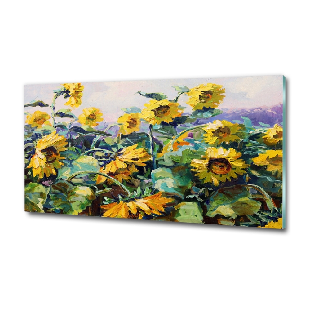 Glass picture wall art Sunflowers