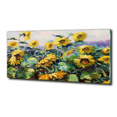 Glass picture wall art Sunflowers