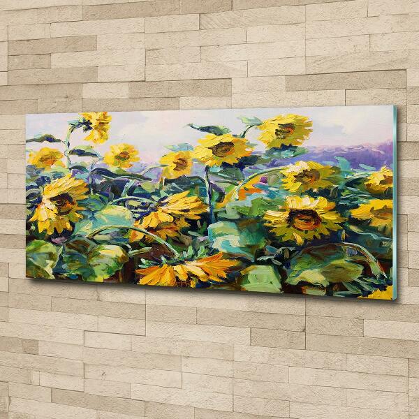 Glass picture wall art Sunflowers