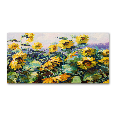 Glass picture wall art Sunflowers