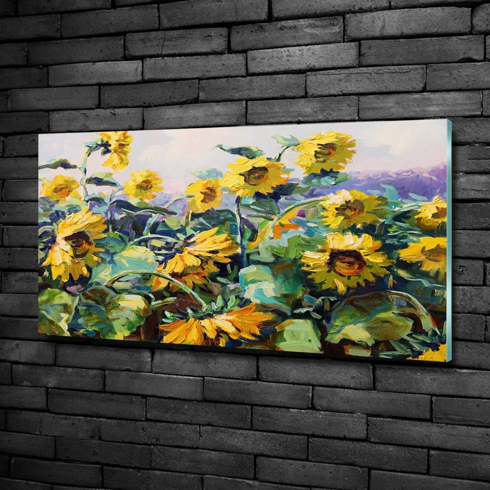 Glass picture wall art Sunflowers