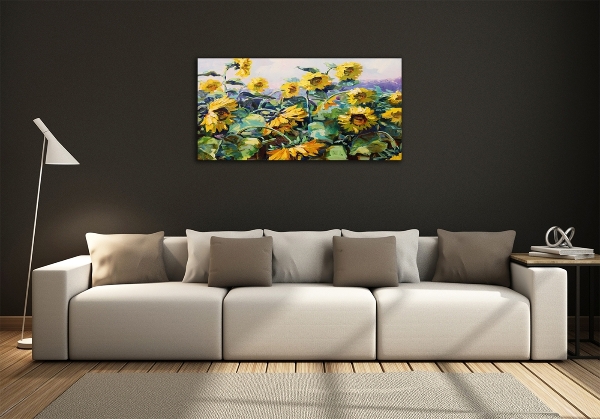 Glass picture wall art Sunflowers