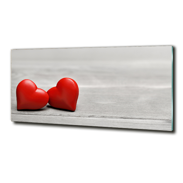 Glass wall art Hearts on wood