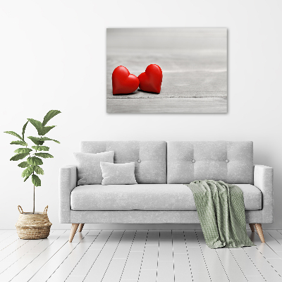 Glass wall art Hearts on wood