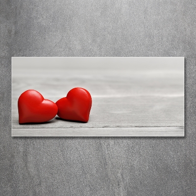 Glass wall art Hearts on wood