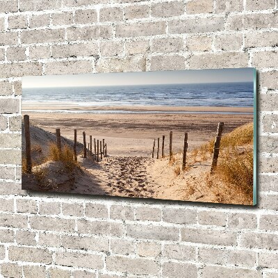 Glass wall art large Coastal dunes