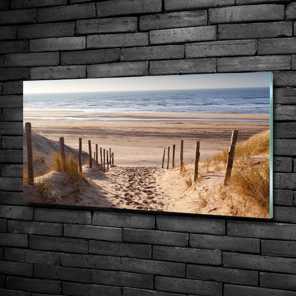 Glass wall art large Coastal dunes