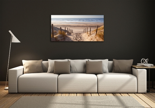 Glass wall art large Coastal dunes