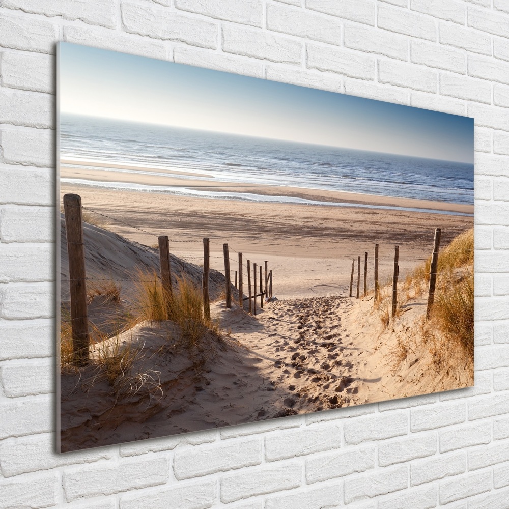 Glass wall art large Coastal dunes