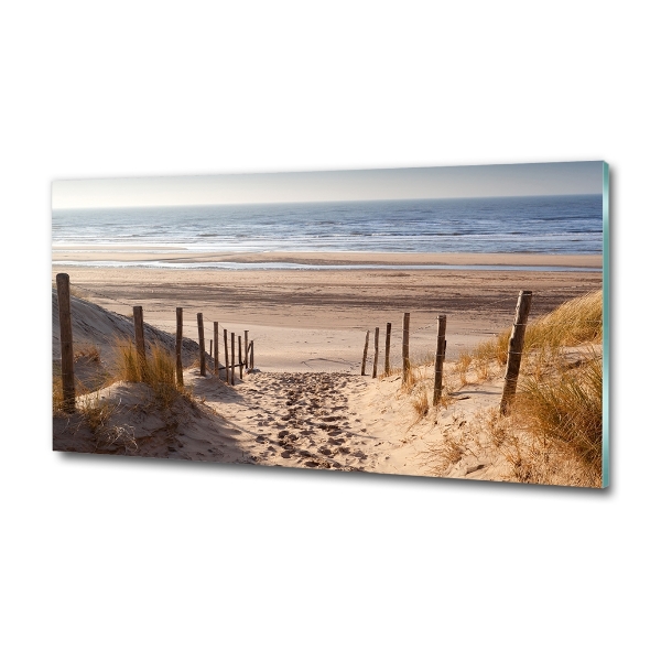 Glass wall art large Coastal dunes