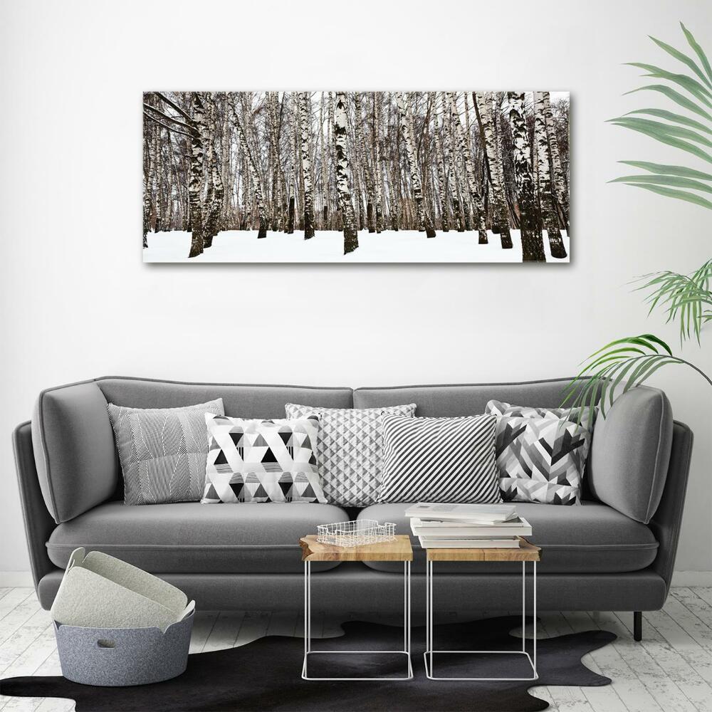 Glass wall art large Birches in winter