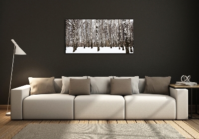 Glass wall art large Birches in winter