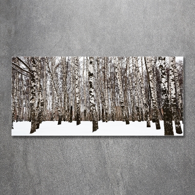 Glass wall art large Birches in winter