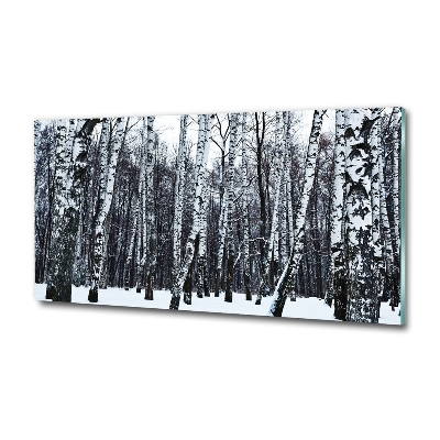 Glass wall art large Birches in winter