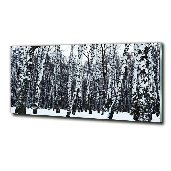 Glass wall art large Birches in winter