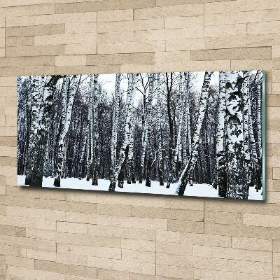 Glass wall art large Birches in winter