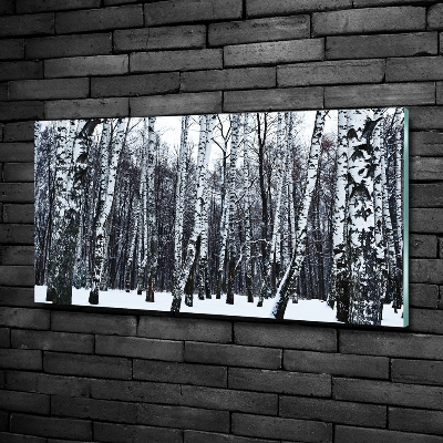 Glass wall art large Birches in winter