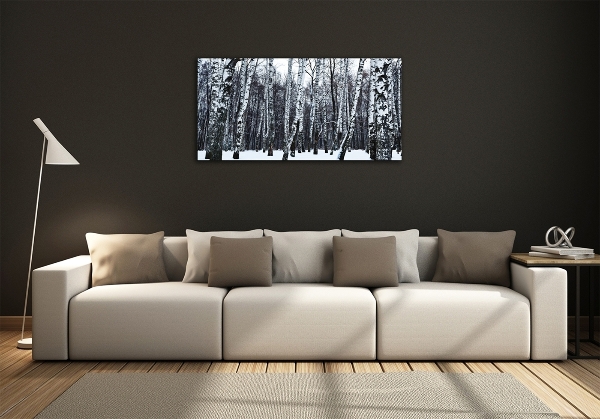 Glass wall art large Birches in winter