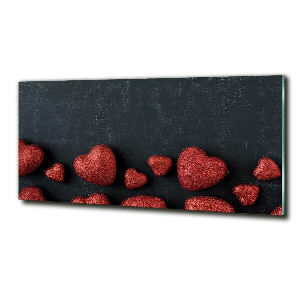 Glass wall art Hearts on the board