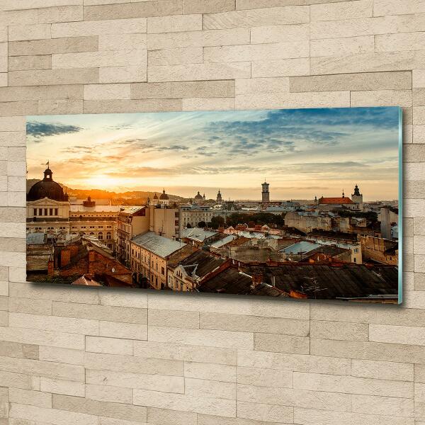 Wall art on glass Sunrise of lviv