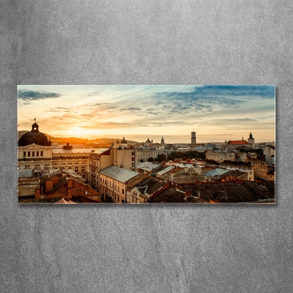 Wall art on glass Sunrise of lviv