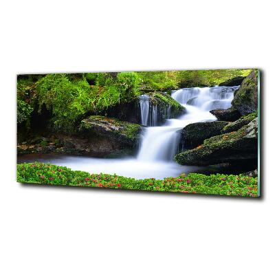 Glass picture print Waterfall in the forest