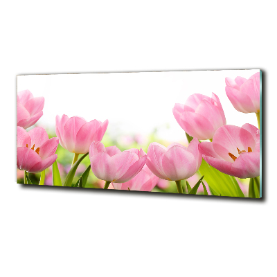 Glass art picture Pink tulips