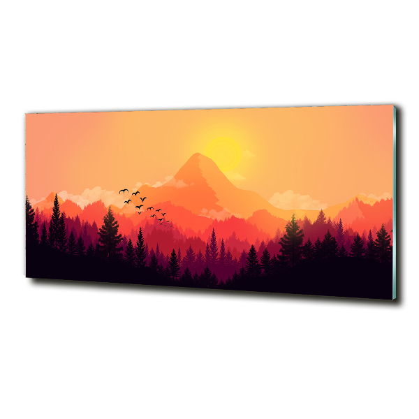 Glass wall art large Mountain landscape