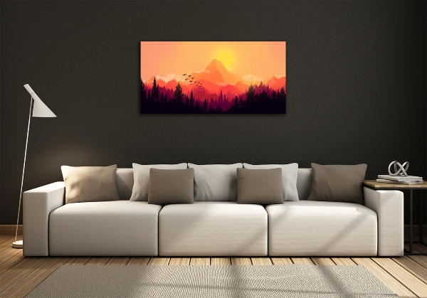 Glass wall art large Mountain landscape