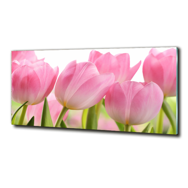 Glass art picture Pink tulips