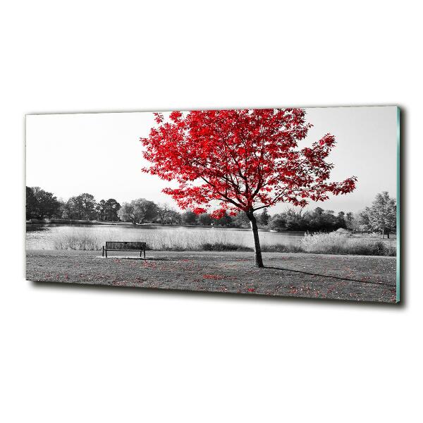 Glass picture print Red tree