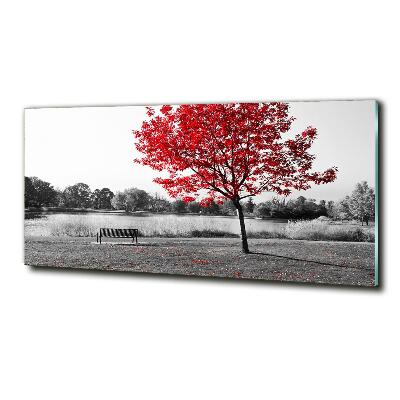 Glass picture print Red tree