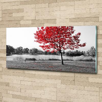 Glass picture print Red tree